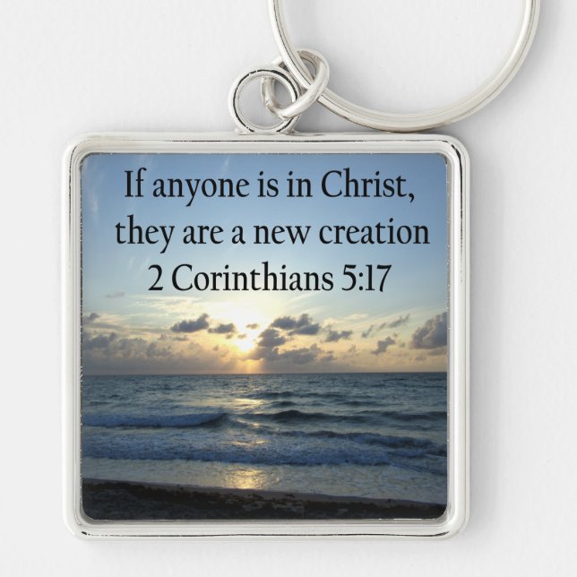 BREATHTAKING 2 CORINTHIANS 5:17 OCEAN SUNRISE KEY RING (Front)