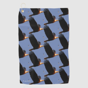 Breathtaking Bald Eagle in Winter Sunset Flight Golf Towel