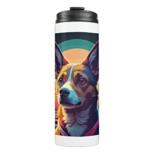 breathtaking colourfully of dog cartoon thermal tumbler