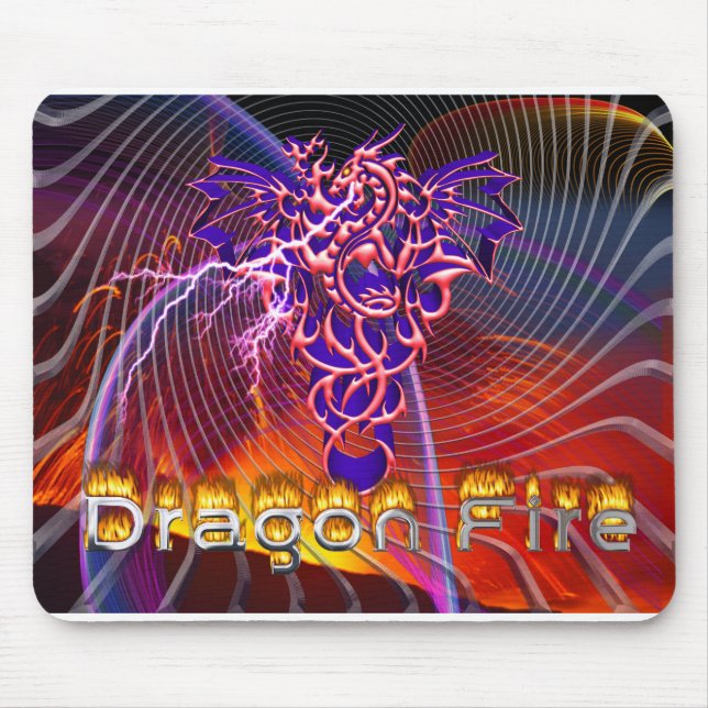 Breathtaking Dragon Fire Design Mouse Mat (Front)