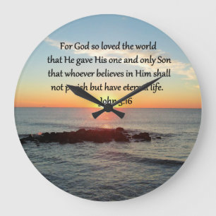 BREATHTAKING JOHN 3:16 SUNRISE LARGE CLOCK