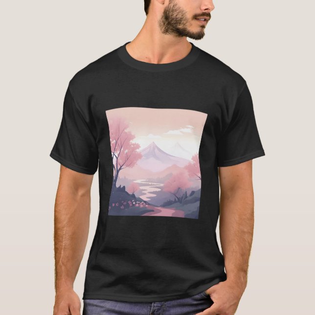 Breathtaking K Blossom Landscape Handpainted Work T-Shirt (Front)