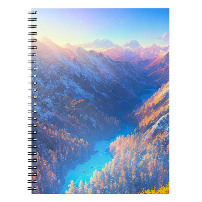 Breathtaking Landscape of the Snowy Valley Notebook (Front)