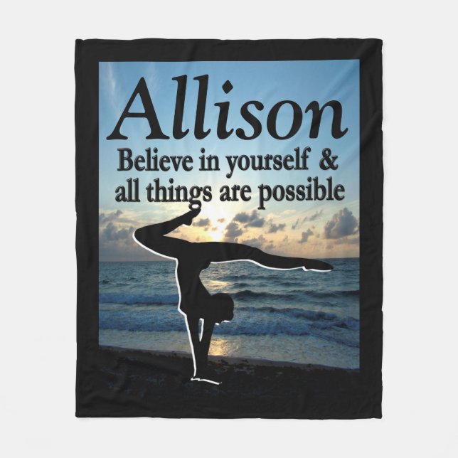 BREATHTAKING PERSONALIZED GYMNAST GIRL BLANKET (Front)