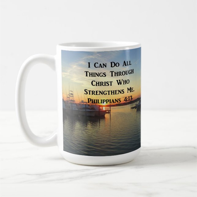 BREATHTAKING PHILIPPIANS 4:13 SCRIPTURE COFFEE MUG (Left)