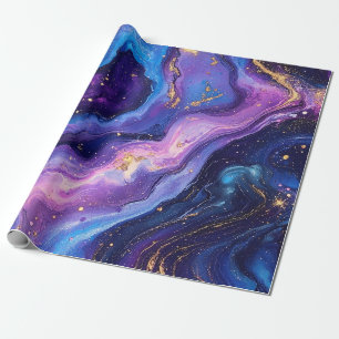 Breathtaking Purple Blue Magenta Gold Galaxy Wrapping Paper