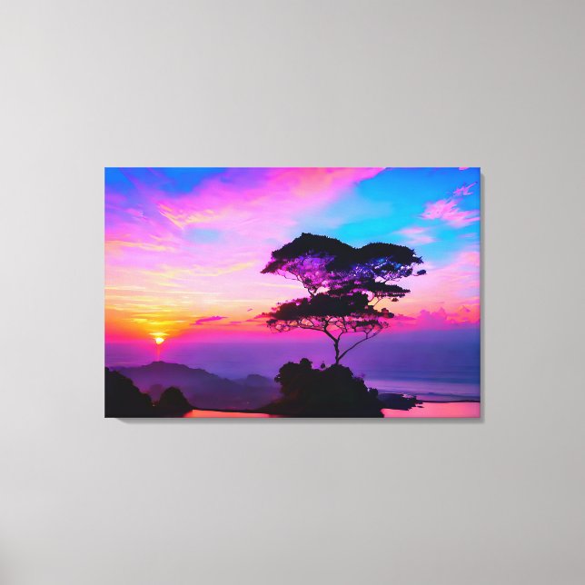 Breathtaking Sunset Landscape Wrapped Canvas (Front)