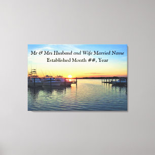 BREATHTAKING SUNSET MARINA PERSONALIZED WEDDING CANVAS PRINT