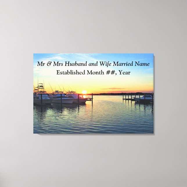 BREATHTAKING SUNSET MARINA PERSONALIZED WEDDING CANVAS PRINT (Front)