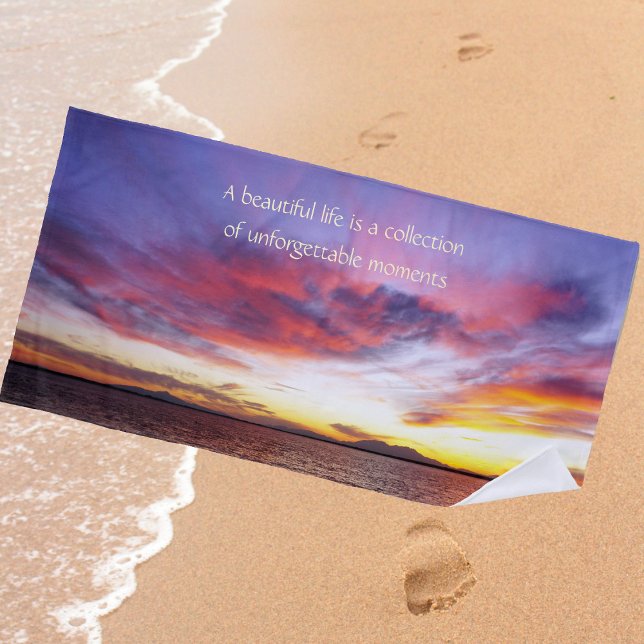 Breathtaking sunset over the sea   beach towel (Creator Uploaded)