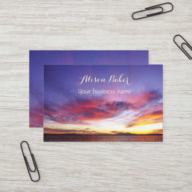 Breathtaking sunset over the sea - unique business card (Front/Back In Situ)