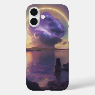 "Breathtaking Surreal Landscape with Fiery Orange iPhone 16 Plus Case