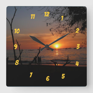 Breathtaking Tamarindo Sunset Square Wall Clock