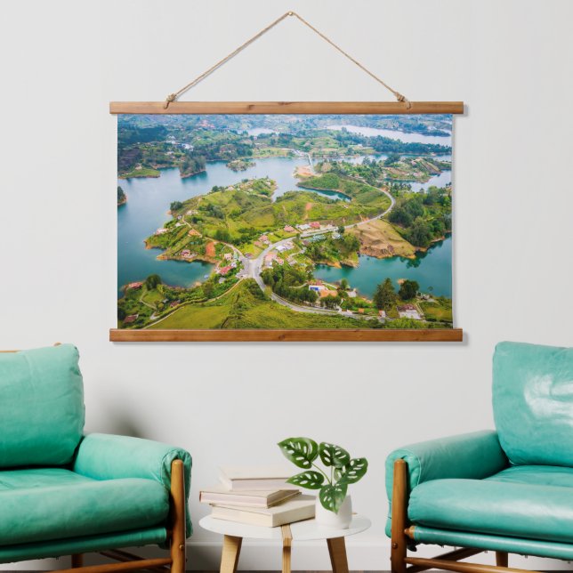 Breathtaking View of Guatape Antioquia Sunny Skies Hanging Tapestry (Living Room)