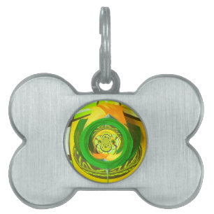 Breathtaking Yellow Rose Kaleidoscope Art Design Pet Tag