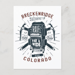 Breckenridge Colorado Backpack Gear Retro Travel Postcard