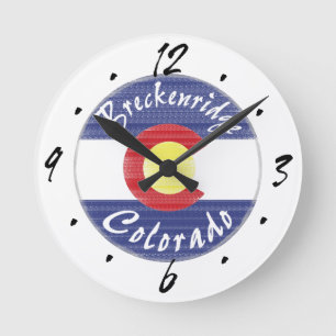 Breckenridge Colorado circle flag wall clock