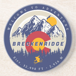 Breckenridge Colorado Flag Mountain Ski Souvenir Coaster