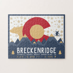 Breckenridge Colorado Flag Mountain Ski Souvenir Jigsaw Puzzle