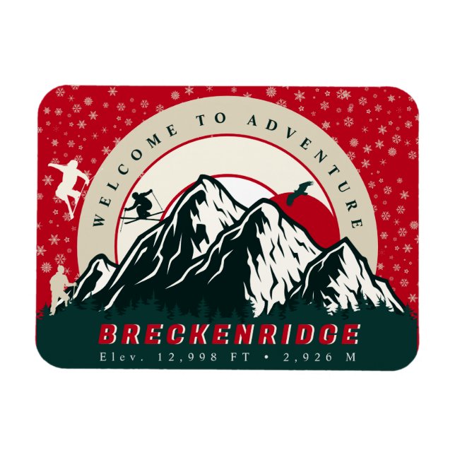 Breckenridge Colorado Flag Mountain Ski Souvenir Magnet (Horizontal)