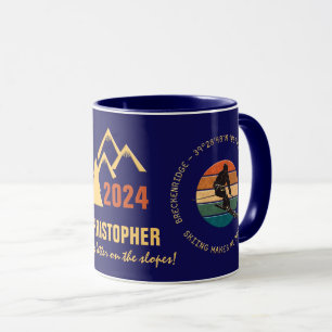 Breckenridge, Colorado - Man Skier, Yellow Text Mug