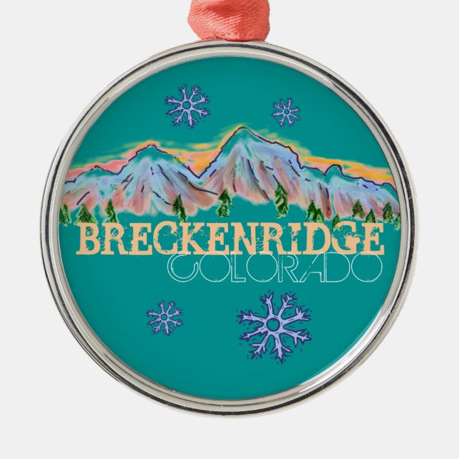 Breckenridge Colorado mountain snowflake ornament (Front)