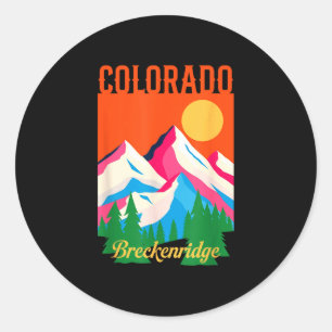 Breckenridge colorado mountain sunset retro hiking classic round sticker