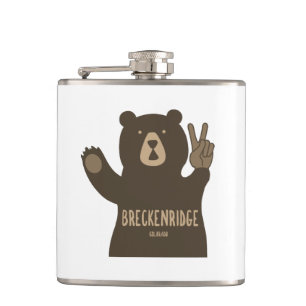 Breckenridge Colorado Peace Bear Hip Flask