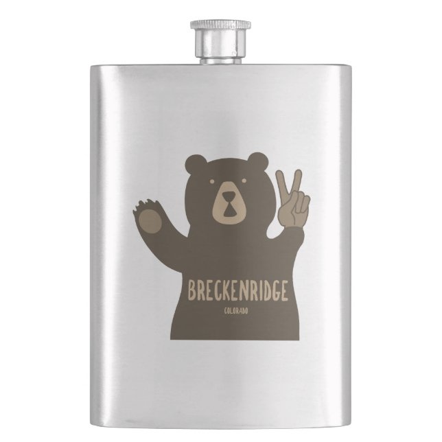 Breckenridge Colorado Peace Bear Hip Flask (Front)