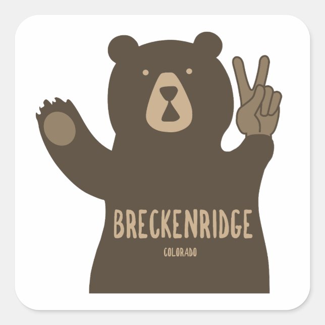 Breckenridge Colorado Peace Bear Square Sticker (Front)