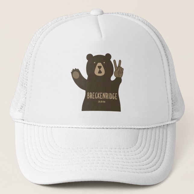Breckenridge Colorado Peace Bear Trucker Hat (Front)