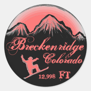 Breckenridge Colorado pink snowboard art stickers