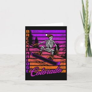 Breckenridge Colorado Retro Snowboarding Skeleton  Card