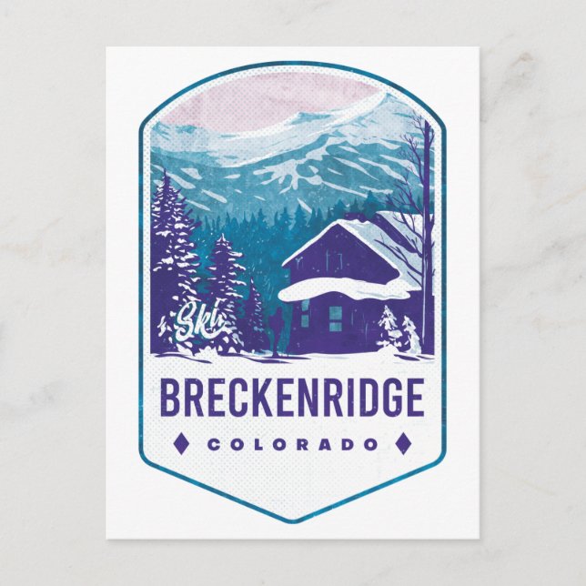 Breckenridge Colorado Ski Badge Postcard (Front)