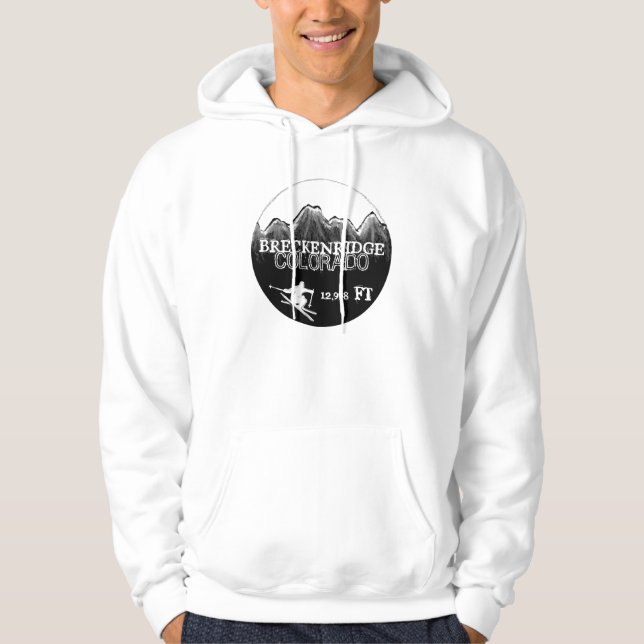 Breckenridge Colorado ski black white hoodie (Front)