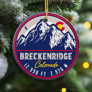 Breckenridge Colorado Ski Hiking Mountain Souvenir Ceramic Tree Decoration