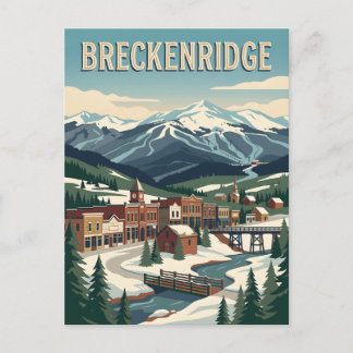 Breckenridge Colorado Ski Town Travel Poster Postcard