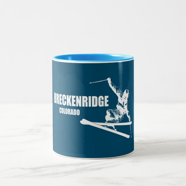 Breckenridge Colorado Skier Two-Tone Coffee Mug (Center)