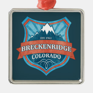 Breckenridge Colorado teal grunge shield ornament