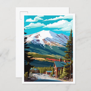 Breckenridge Colorado vintage travel illustration Postcard