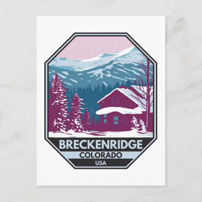 Breckenridge Colorado Winter Ski Area Postcard (Front)