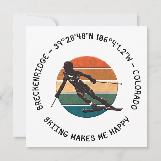 Breckenridge, Colorado - Woman Skier, Black Text Holiday Card (Front)
