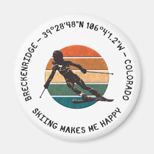 Breckenridge, Colorado - Woman Skier, Black Text Magnet