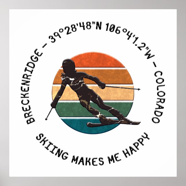 Breckenridge, Colorado - Woman Skier, Black Text Poster (Front)