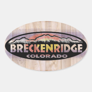 Breckenridge Colorado wooden flag oval stickers