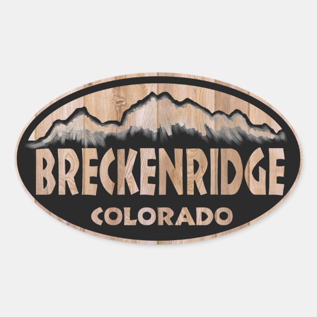 Breckenridge Colorado wooden sign oval stickers (Front)