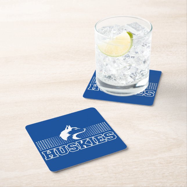 Breckenridge Huskies Square Paper Coaster (Insitu)