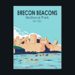 Brecon Beacons National Park Caerphilly Castle Postcard<br><div class="desc">Brecon Beacons vector artwork design. The park refers to the range of Old Red Sandstone peaks which lie to the south of Brecon.</div>
