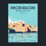 Brecon Beacons National Park Caerphilly Castle Postcard<br><div class="desc">Brecon Beacons vector artwork design. The park refers to the range of Old Red Sandstone peaks which lie to the south of Brecon.</div>