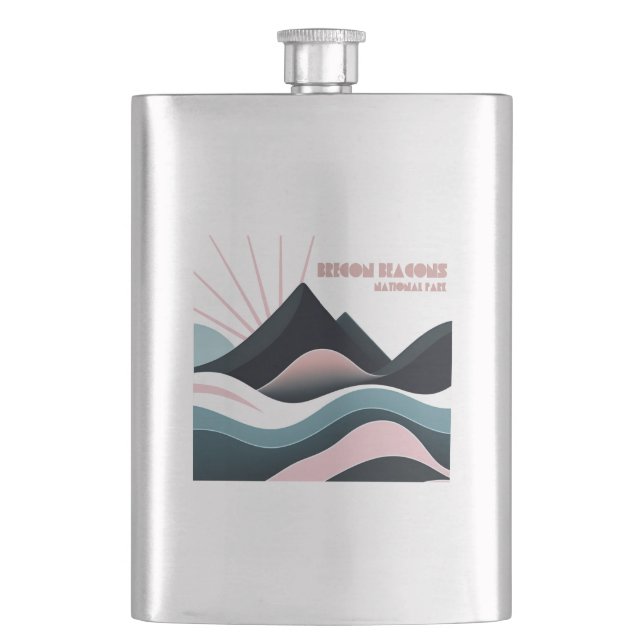 Brecon Beacons National Park Coloured Hills Hip Flask (Front)